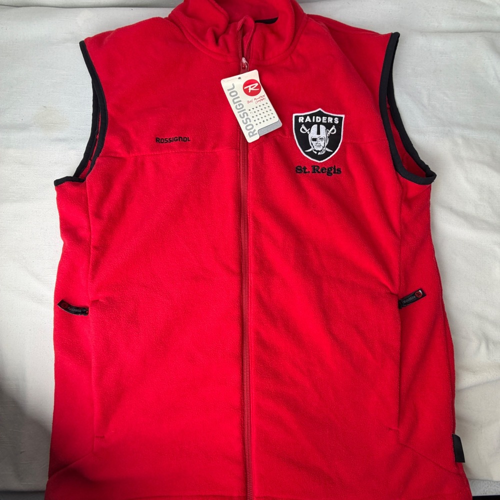 Rossignol Mens Fleece Vest Red Raiders St Regis Full Zip Mock Neck Size Medium